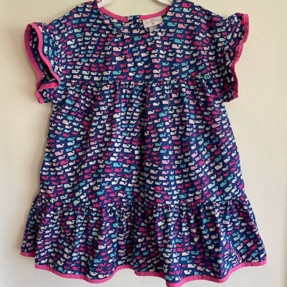 VINEYARD VINES School of Whales Crewneck Dress Blue/Pink - Picture 2 of 15